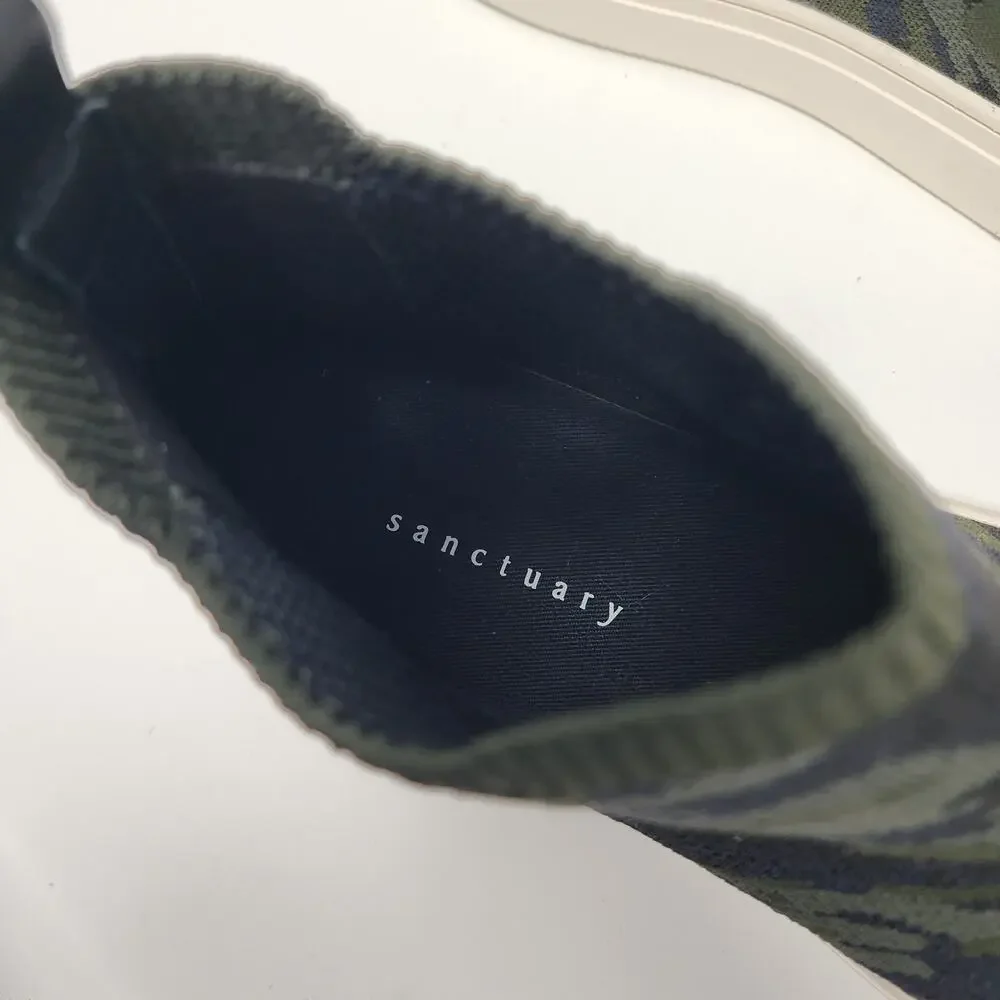 Sanctuary Dare Camo High Top Sock Sneakers Women 8 Green Stretch Comfort Shoes
